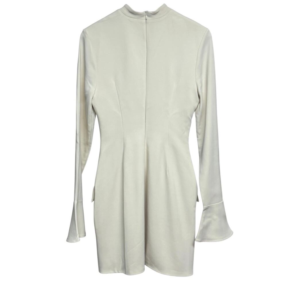 HOUSE OF CB Mahalia High Neck Long Sleeve Minidress Cream Size Medium Tall - Picture 11 of 16